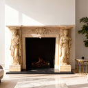 Fireplace mantel with female statues made of marble