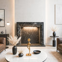 Bolection Marble fireplace customized from Dark Emperador Marble