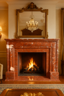 Red Marble Fireplace Modern Design