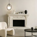 White Marble Fireplace Surround with Roman Capital Design & Hearth Hand-carved antique style