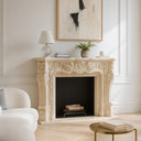 Beige Limestone Fireplace Mantel – French Style Surround with Hearth Stone
