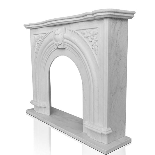 White Marble Fireplace Mantel with Arch for Fire BoxSmall Parisian