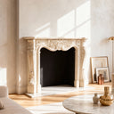 Marble fireplace mantel French Style with Shell Carving at Center of Header, On Sale Now