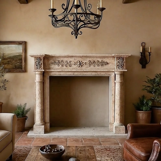 Limestone Fireplace Surround Classical Light Brown
