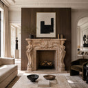 Travertine marble fireplace mantel