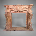 Travertine marble fireplace mantel