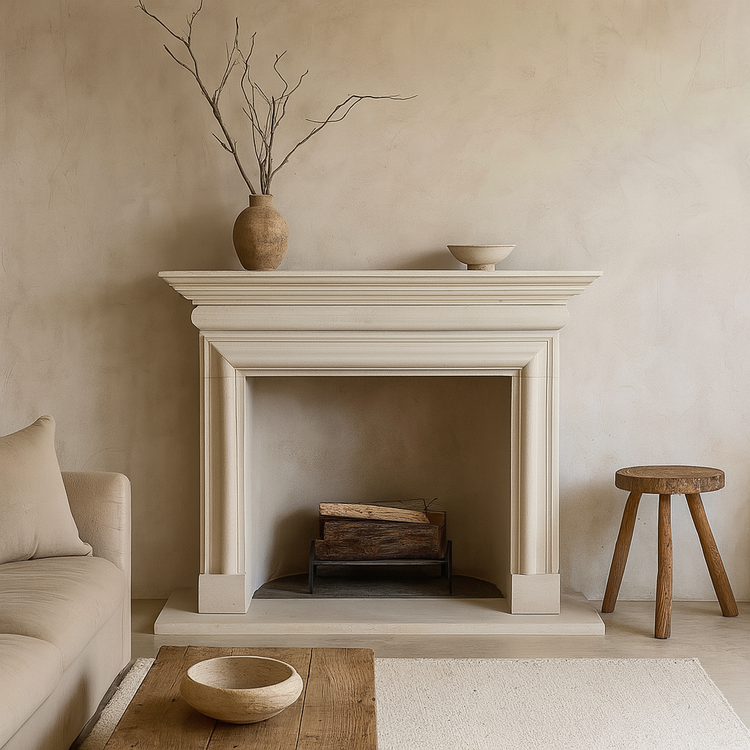 Egyptian Beige Marble Fireplace Surround