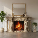 Classical Caryatid Marble Fireplace Surround in Egyption Beige