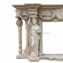 Classical Caryatid Marble Fireplace Surround in Egyption Beige