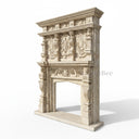 Antique Style Travertine Fireplace Mantel | Hand-Carved Opulence
