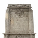 Regal Louis XVI Travertine Fireplace Overmantel with Ornate Carvings
