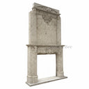 Regal Louis XVI Travertine Fireplace Overmantel with Ornate Carvings