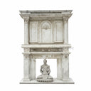 Grand Antique Style White Marble Fireplace Overmantel