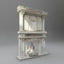 Grand Antique Style White Marble Fireplace Overmantel