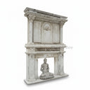 Grand Antique Style White Marble Fireplace Overmantel