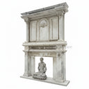 Grand Antique Style White Marble Fireplace Overmantel