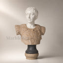 Marble bust in white marble + sunsent red - Image 1