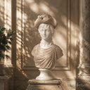 Marble bust in white marble + sunsent red - Image 2