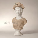 Marble bust in white marble + sunsent red - Image 1
