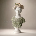 Marble bust in White marble + green marble - Image 1
