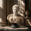Marble bust in white marble + sunsent red - Image 2