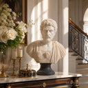 Marble bust in white marble + sunsent red - Image 7