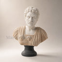 Marble bust in white marble + sunsent red - Image 1