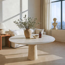 Round Marble Table Beige Travertine Instock with Free Delivery