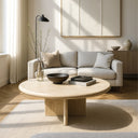 Round Marble Dining Table Beige Travertine Instock with Free Delivery