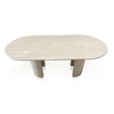 Oval Marble Dining Table Beige Travertine Instock with Free Delivery