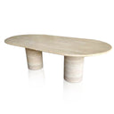 Marble Dining Table Set For 6 Beige Travertine In Stock with Free Delivery