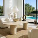 Marble Dining Table Set For 6 Beige Travertine In Stock with Free Delivery