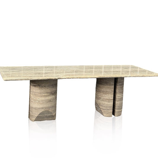 Modern Marble Dining Table Silver Travertine In Stock Free Delivery