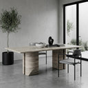 Modern Marble Dining Table Silver Travertine In Stock Free Delivery
