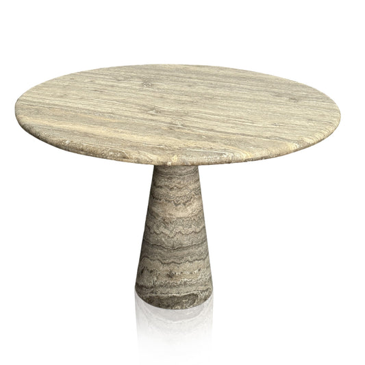 Marble Tulip Table Silver Travertine In Stock with Free Delivery