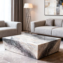 Venice Brown Solid Marble Coffee Table In Stock with Free Delivery