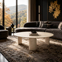 Coffee table in marble in Beige travertine - Image 1