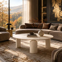 Coffee table in marble in Beige travertine - Image 4