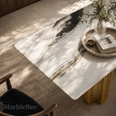 Table dining marble in Panda white - Image 2