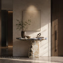 Marble side table with wine holder in Azzurro Blue Marble - Image 1
