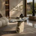 Marble side table with wine holder in Azzurro Blue Marble - Image 3
