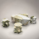 Marble coffee table and benches in Creamy Green Marble - Image 2