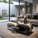 Marble bench unique in Carrara white + Nero Marquina + 黑金花 - Image 1