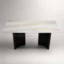 Marble top dining room table in Crystal White marble - Image 2