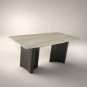 Marble top dining room table in Crystal White marble - Image 5
