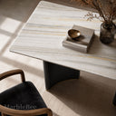 Marble top dining room table in Crystal White marble - Image 3
