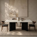 Marble top dining room table in Crystal White marble - Image 1