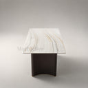 Marble top dining room table in Crystal White marble - Image 6