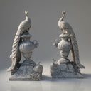 Carrara White Marble Peacock Statue