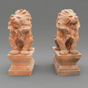 Sunset Red Marble Lion Statue